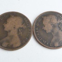 Pair of Victorian pennies