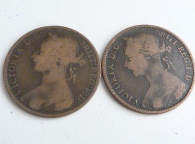 Pair of Victorian pennies