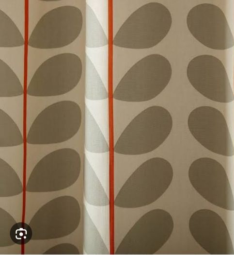 Orla Kiely Warm Grey, Cream with Orange Eyelet Curtains