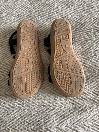 Dressy black summer sandals - sparkly strap / holiday shoes