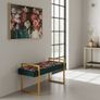 Tropical Velvet Bench Gold Metal Frame Image 3