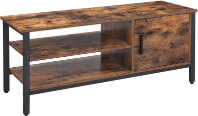 TV Cabinet for TVs Up to 48 Inches Lowboard with Cabinet and 2 Shelves TV Bench Living Room Hallway 110 x 40 x 45 cm Industrial Design Vintage Dark Brown