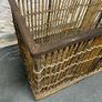 Large Victorian cane and metal laundry basket on wheels. Image 4