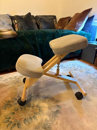 Wooden Kneeling Ergonomic Chair Orthopaedic Posture Stool Frame Seat Beige
