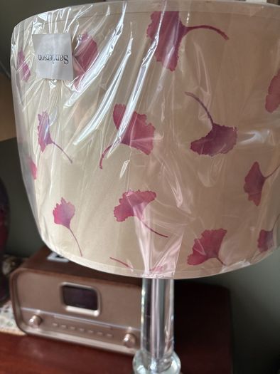 Cut Glass Pillar / Column Table lamp with brand new Sanderson Large Drum lamp shade