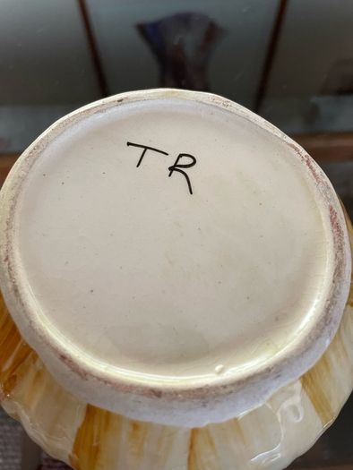 Vintage Crying Pickled Onion Face Pot signed by Toni Raymond
