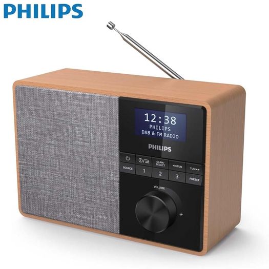PHILIPS Audio Wooden Housing DAB+/FM/ Clock Bluetooth Radio