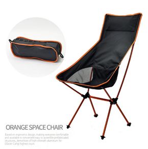 Brand New Orange Outdoor Camping Chairs Folding Moon Chair Portable Extended Hiking Seat Beach Fishing Chair Ultralight Garden Picnic Furniture