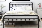 King Size Bed Frame with Headboard and Footboard/Under Bed Storage, Metal Bed Frames King Size Mattress Base No Box Spring Needed, Enhanced Support Noise Free, Black