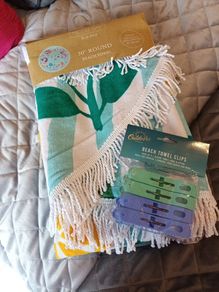 100% cotton beach towel &beach towel clips lemon print