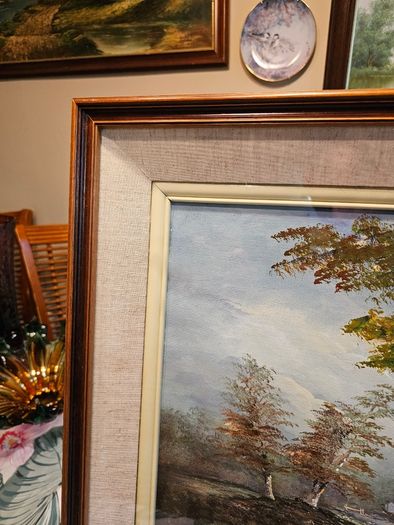 Danny Brennan,Beautiful Original Irish Landscape Painting in Frame  "On the Bank at Woodstown, Co. Waterford"