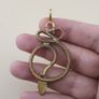 Vintage Lot of 2 Snake with Blue & Red Eyes Brass Pendant 65.5mm Image 3