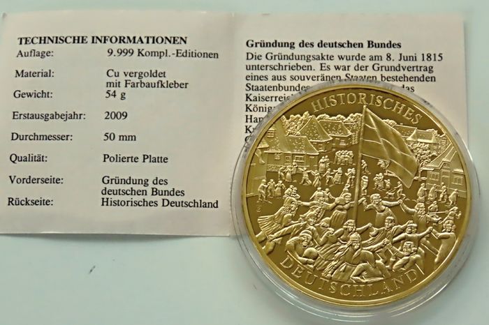 Founding of the German Confederation 24 Karat Gold plated Proof Congress of Vienna