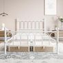 Double Metal Bed Frame 135 x 190 cm with Headboard and Footboard Heavy Duty Foundation,Metal Slat Support,White, Image 6