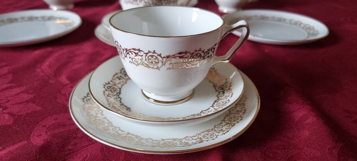 16 Piece Royal Stafford Bone China White With Gold Part Tea Set Made In England