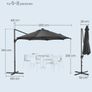 Elegant Cantilever Parasol 360 Shade, Solar LED Lights & UPF 50+ Protection" Image 3