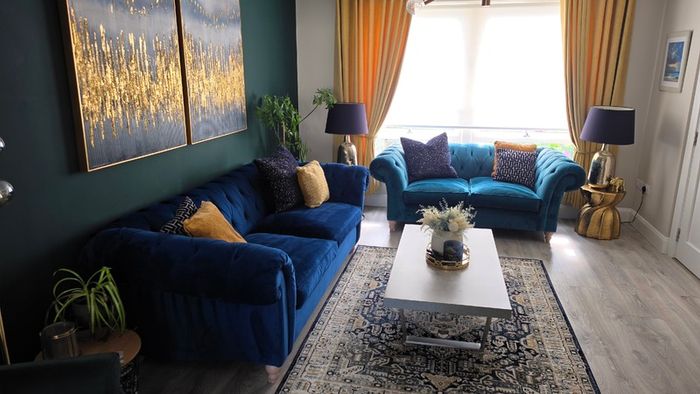 Large 3 Seater Navy Velvet Sofa  - Next home