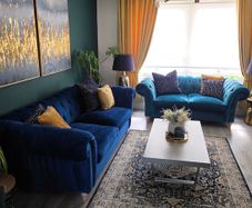 Large 3 Seater Navy Velvet Sofa  - Next home