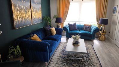 Large 3 Seater Navy Velvet Sofa  - Next home