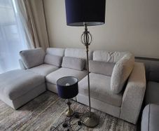 Floor lamp with matching table lamp.