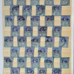 Great Britain Queen Victoria 1887. Jubilee Issue Bulk Study Lot. 72 Used Stamps on Stock Pages, 1/2d Vermilion and 2 1/2d Purple, Blue.