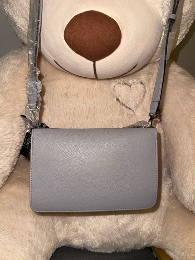 Victorias Secret Cross Body Bag Gray Chevron V-Quilted Studded Purse New