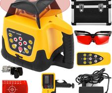 Rotary Laser Level Kit Red Beam Digital Self-Leveling Rotary Laser Kit 500M Range with Remote Control Receiver Carrying Case