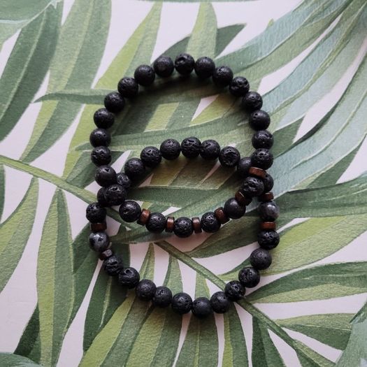 Volcanic Stone Stretch Beaded Bracelets set for Men or Women Jewelry Gift
