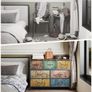 Chest of Drawers, 7 Fabric Drawers Dresser Cabinet with Retro Floral Prints and Vintage Handle, for Bedroom Living Room Entryway, Rustic Brown Image 7