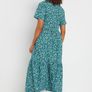 New M&Co blue floral print tiered cotton dress size UK 14 petite Image 3