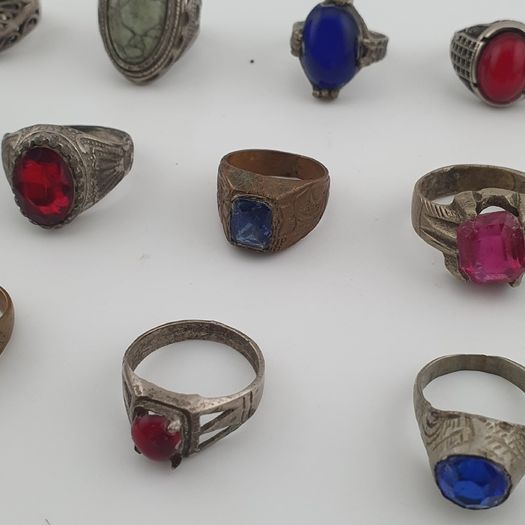 Antique Mix Rings Treasure 15 Assorted Brass Designs