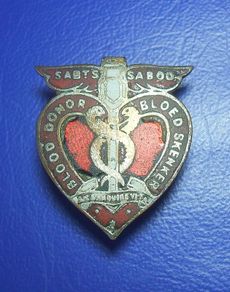 South African Blood Transfusion Service (SABTS) - a vintage blood donor badge (1950's / 1960's)