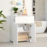 Bathroom cabinet white  bathroom cabinet, sideboard with drawer, bathroom cabinet with double door, adjustable shelf level, with feet, for bathroom, hallway, entrance area, 60 x 30 x 80 cm, white Image 2