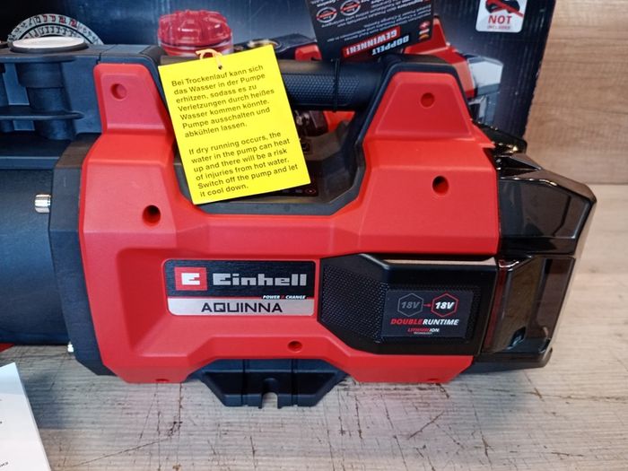 Einhell Aquinn Cordless Garden water Pump 18/30 F LED Power X-Change 18V Maximum 3000L/h Flow Rate