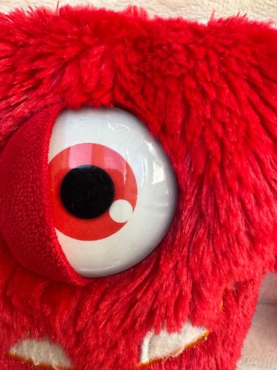 Keel Toys Monsterous Bullseye Plush Red Monster Striped Horns Halloween Used Please look at the pictures