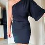 Black H&M Draped One-shoulder Dress, size 10 Image 3