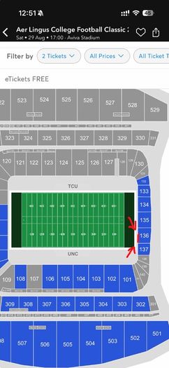 3x Row A - Aer Lingus College Football Classic 2026