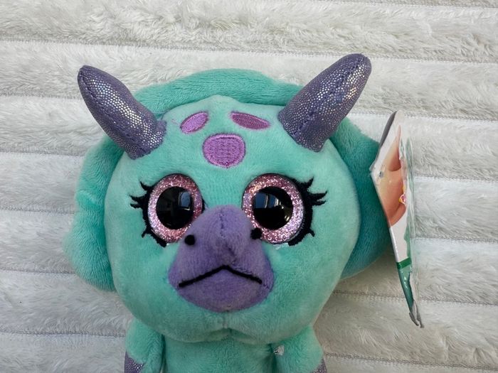 Popetz Triceratops Dinosaur Jumping Plush Toy Sot Teal Purple NO Sounds Eolo Toys Used Please see photos