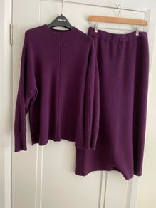 Jaeger merino wool purple skirt & jumper