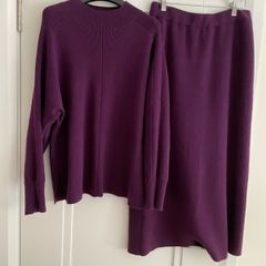 Jaeger merino wool purple skirt & jumper