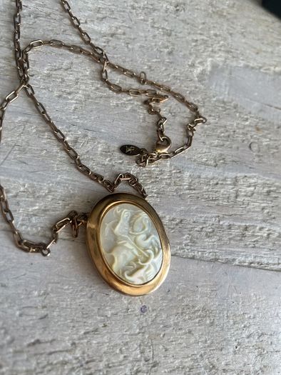 Vintage Hand Carved Mother of Pearl Cameo Pendant