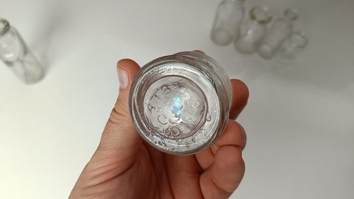 449 - Set of 5 Vintage Clear Glass Cork Top Collectible Decorative Bottles