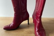 Red women's leather Calf boot size 38