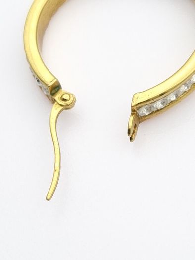 Gold Bonded 925 Sterling Silver & CZ Hoop Earrings
