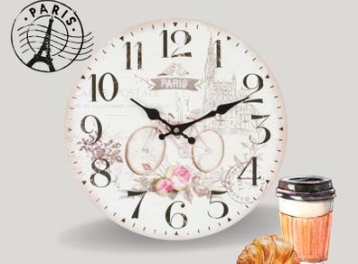 Bicycle Shabby Chic Paris Clock