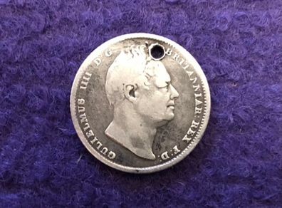 1834 William IV Silver Six Pence Coin