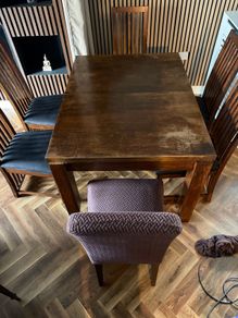 Extendable Dark Wood Dining Table and Chairs Upcycling / DIY Project