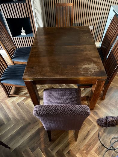Extendable Dark Wood Dining Table and Chairs Upcycling / DIY Project