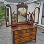 Antique Victorian Walnut Mirrored Vanity Dresser Image 2