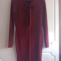 ASOS Burgundy Dress with bow tie neck.
